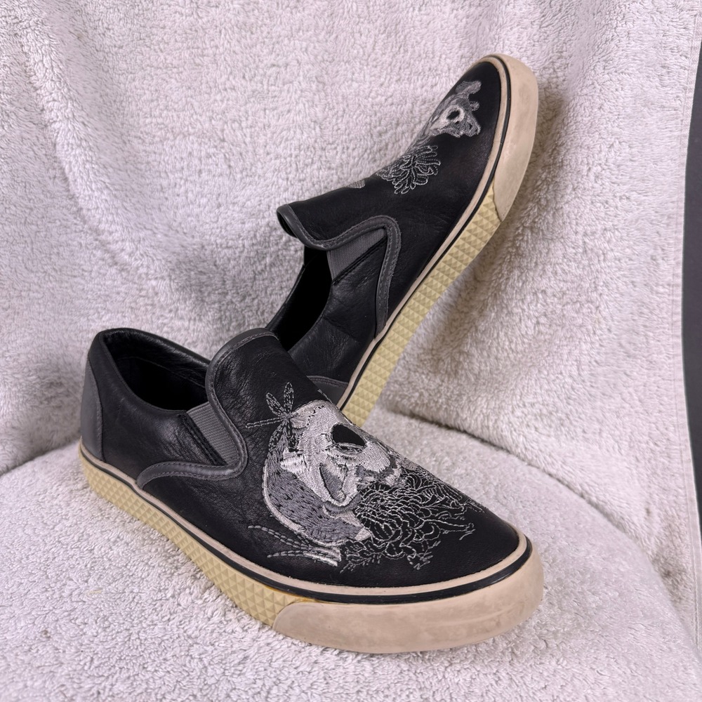 Diesel Vansis W Sneakers Womens 8.5 Black Leather Skull Koi Fish Embroidered